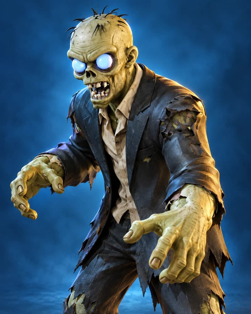 Promotional portrait of The Chairman, a special-round boss with moon-blue eyes.