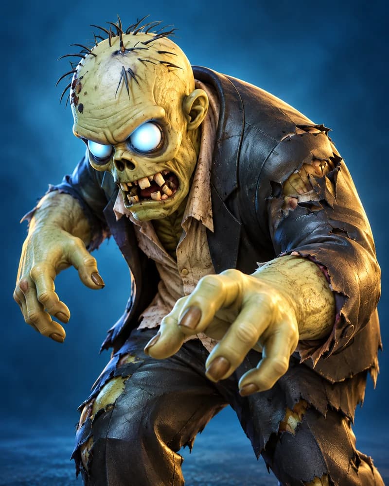 Promotional portrait of The Executive (boss), a special-round boss with moon-blue eyes.