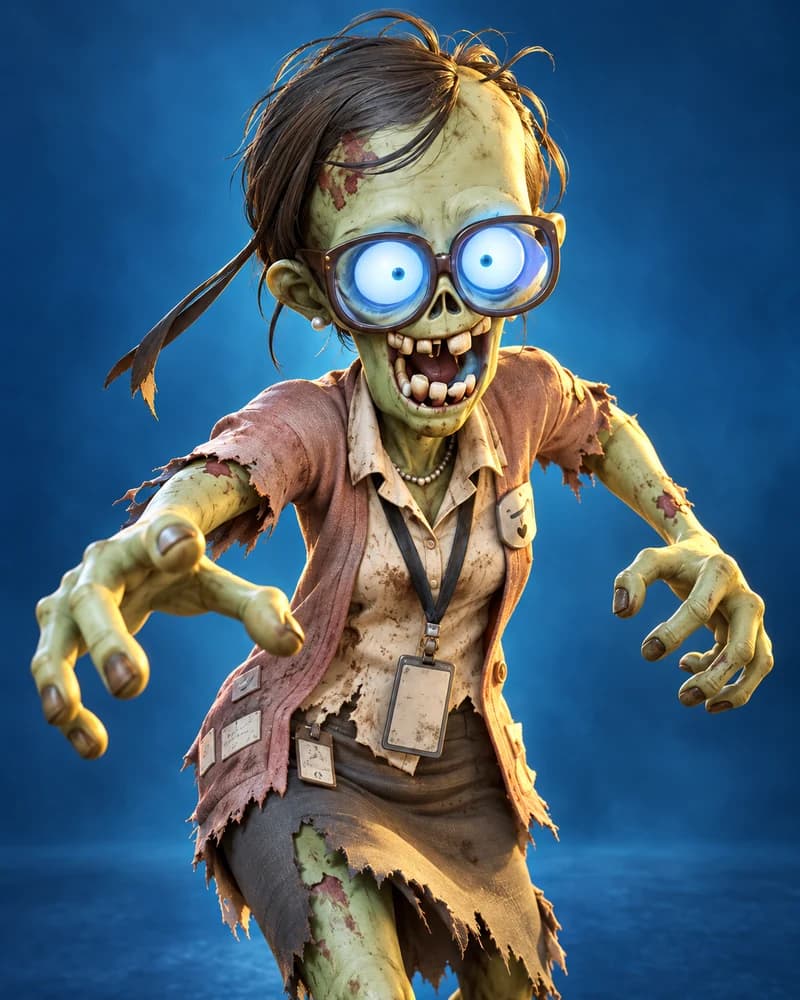 Promotional portrait of Head of People, a special-round boss with moon-blue eyes.