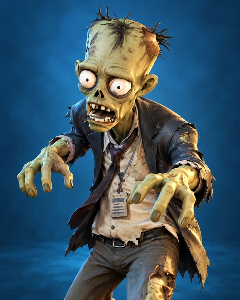 Promotional portrait of The Middle Manager, the line management zombie in Damn, Zombies.