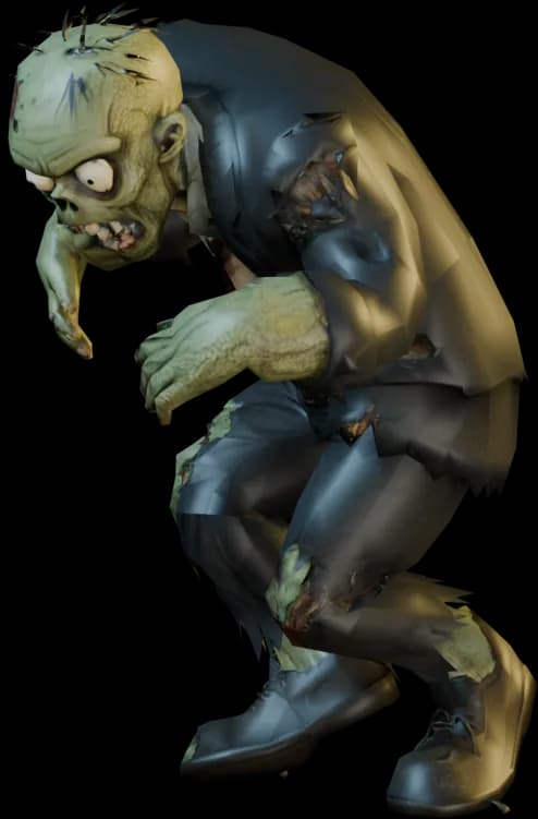 The Executive: a senior leadership zombie from Damn, Zombies, mid-stride in torn office clothing.