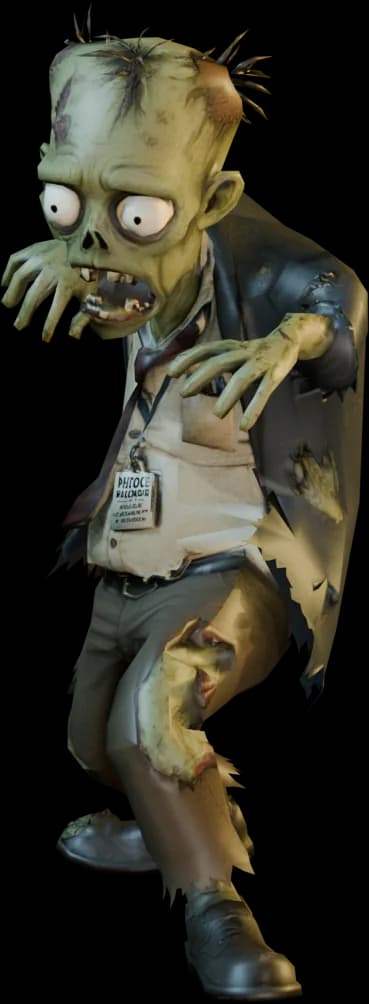 The Middle Manager: a line management zombie from Damn, Zombies, mid-stride in torn office clothing.