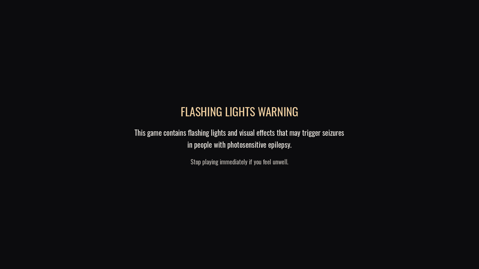 The Beta 34 flashing-lights and photosensitive epilepsy warning, without buttons