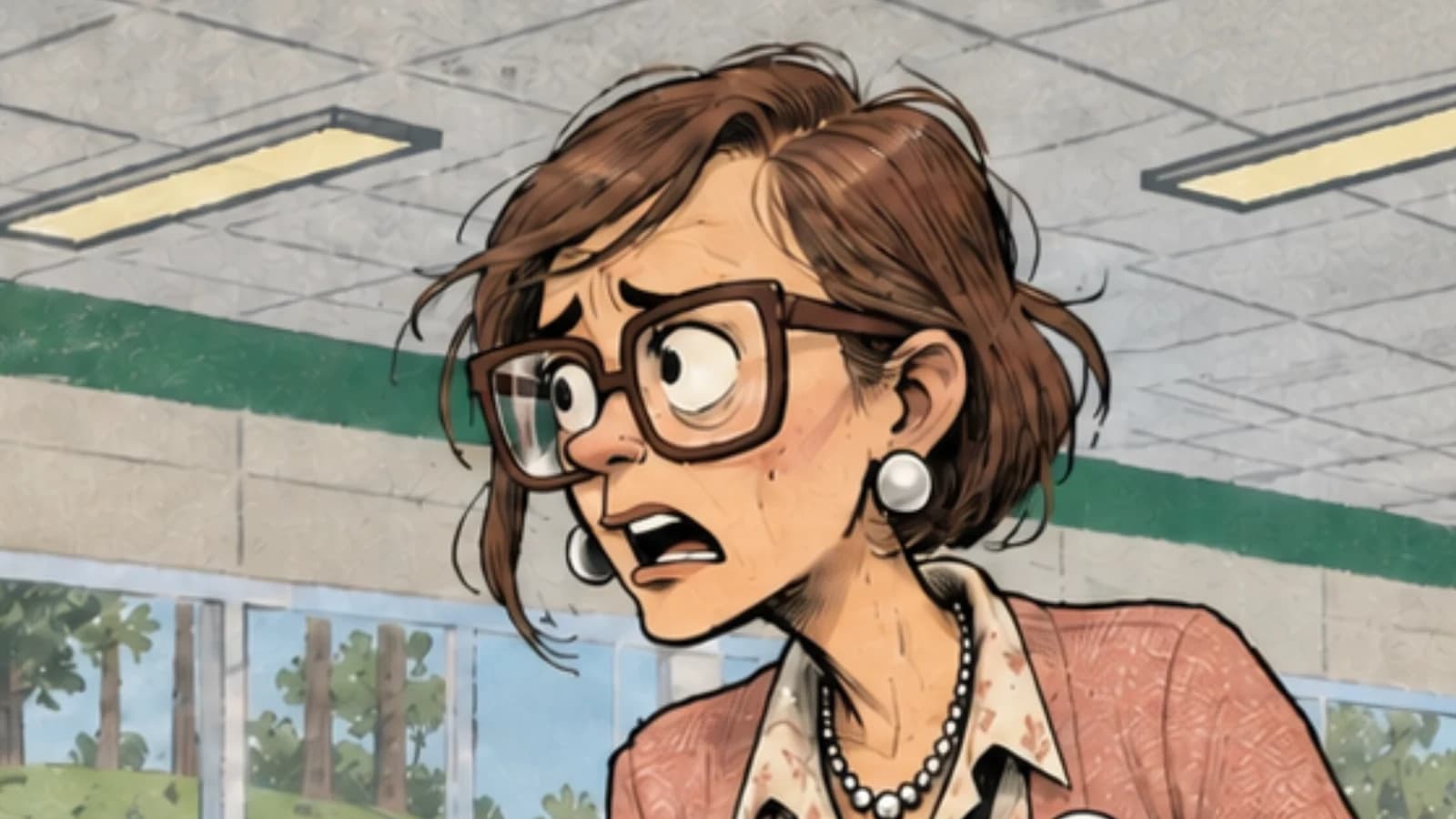 Before the outbreak. A frame rendered by the game's unfinished comic sequence.