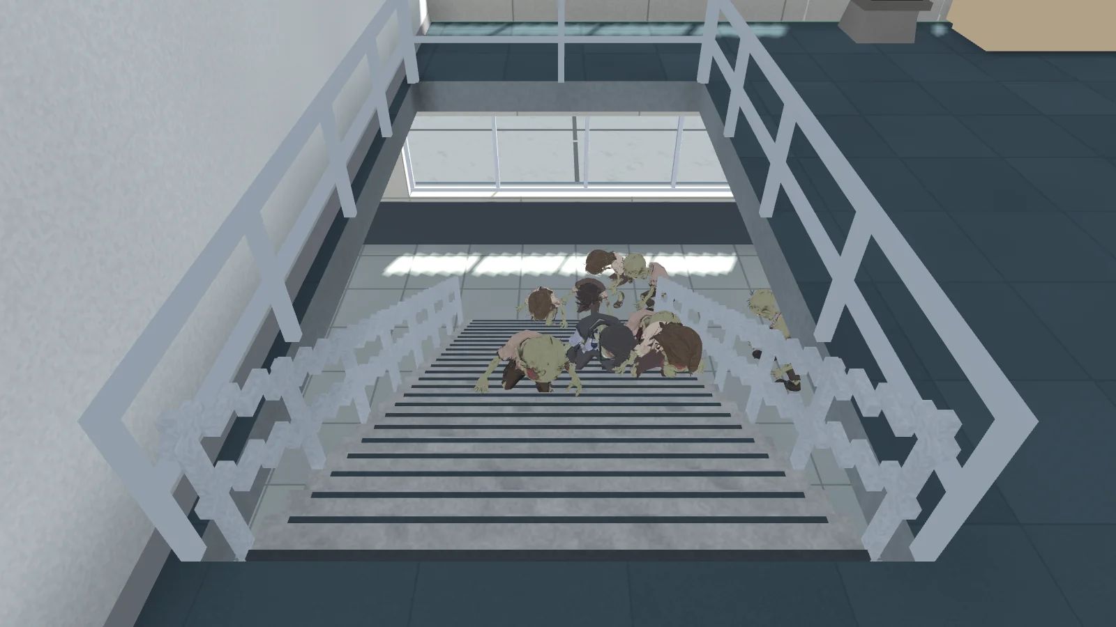 The east stairs, seen from the top: after the visual update