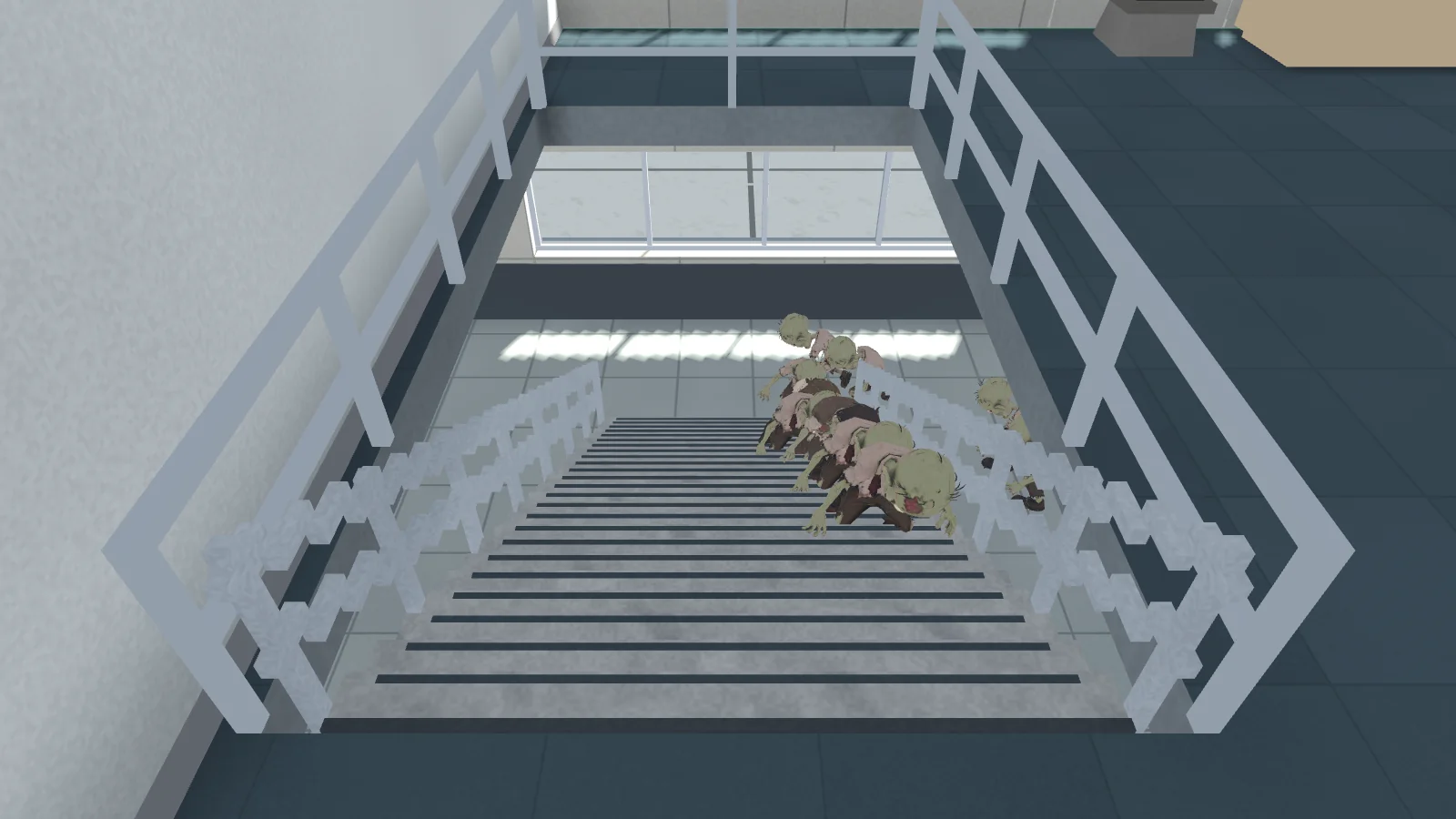 The east stairs, seen from the top: before the visual update