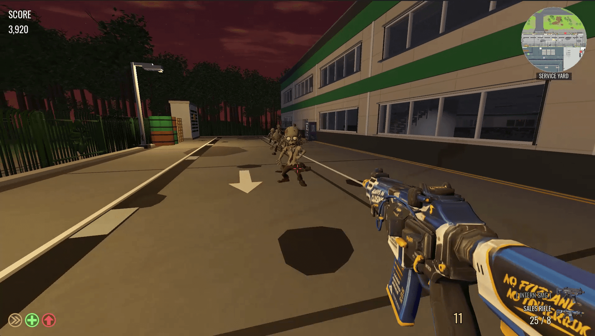 Rifle combat against zombies in the service lane