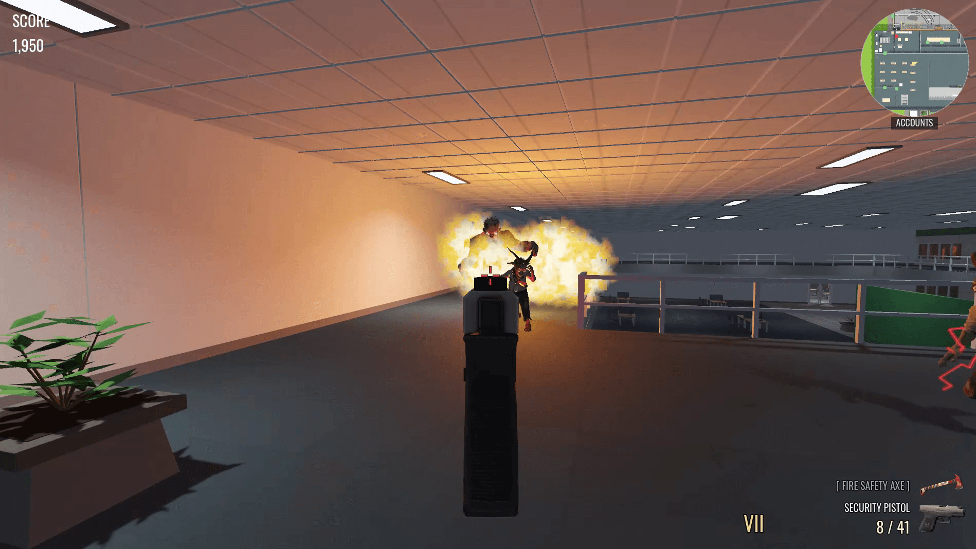 A fireball encounter inside the office atrium